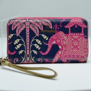 Sakroots Pink and Blue Elephant Print Wallet